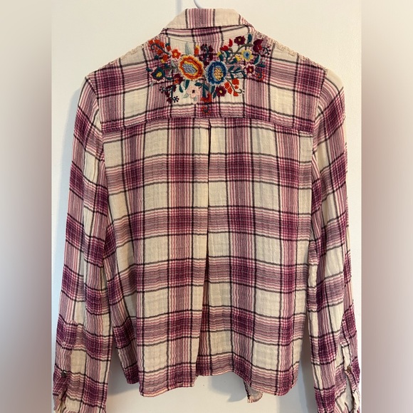 Johnny Was Workshop Pink Button Up Tie Waist Top Small - Picture 4 of 7